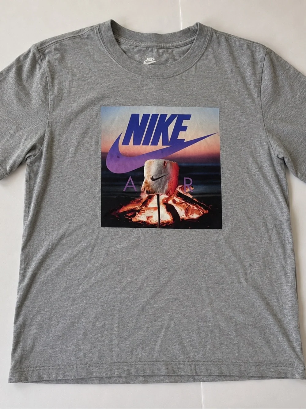 Nike Gray Short Sleeve Tee with Purple/Black Graphic